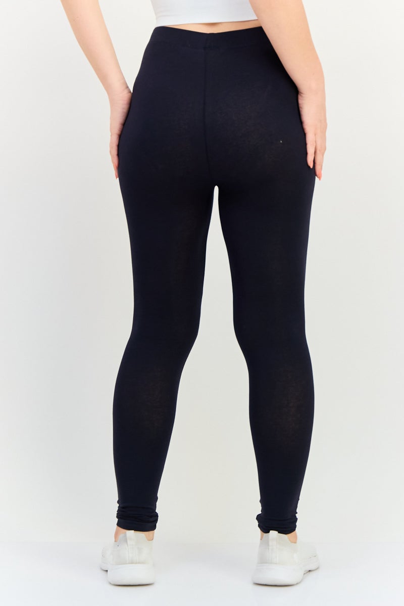 FOREVER 21 Women Solid 7/8 Length Leggings, Navy - Image 3